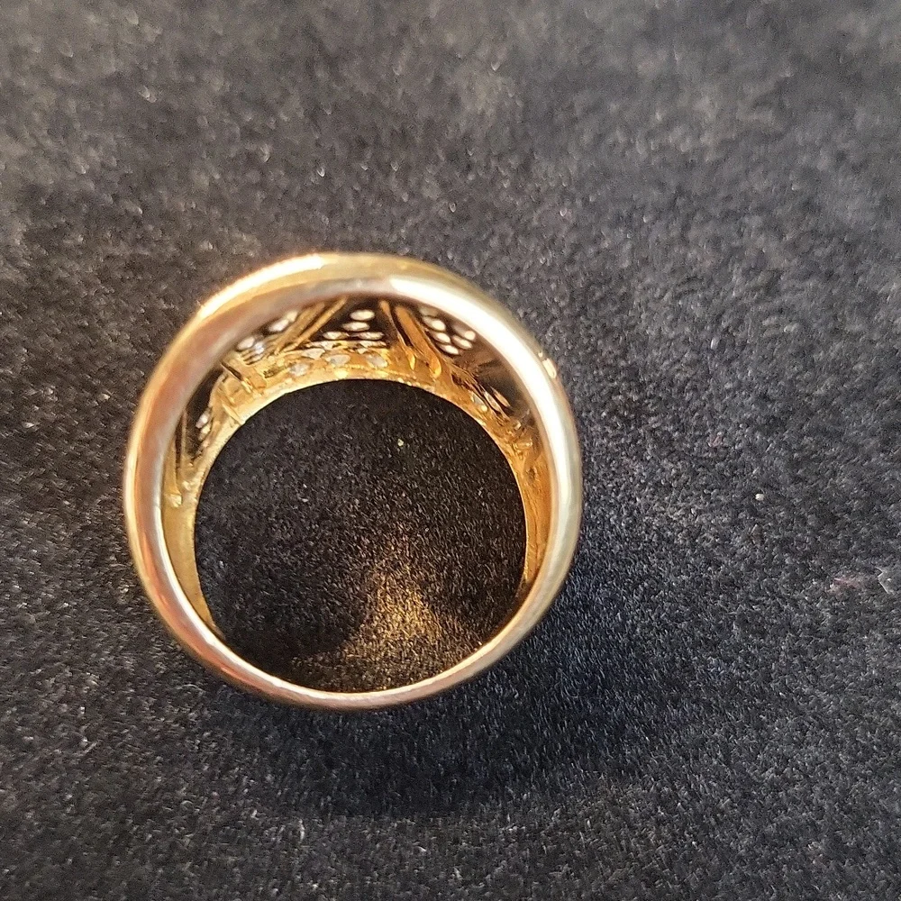 Beautiful Vermeil CZ 10k Gold Over Sterling Silver Cocktail Ring